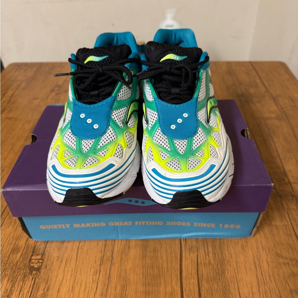 Saucony Grid Web Vibrant Lime and Teal Men's Sneakers